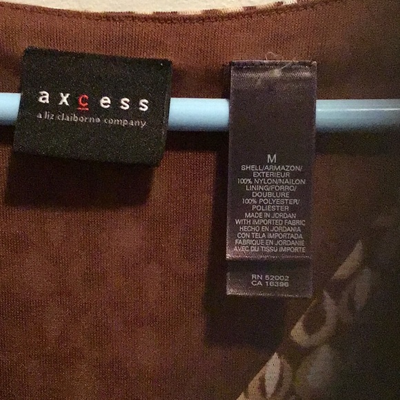 axcess (a Liz Claiborne Company) Multi-Browns Short Sleeve Pull Over Top Medium - Picture 2 of 3